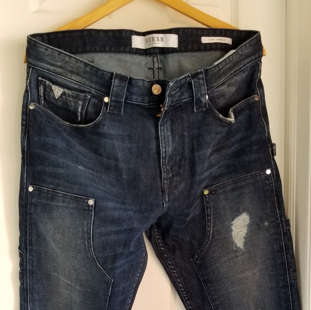 Guess RIPPED COWBOY JEANS (34X30) (NAVY)